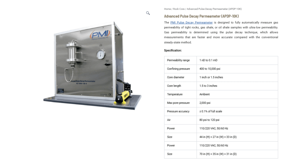 Advanced Pulse Decay Permeameter (APDP-10K): Accurate Ultra-Low Permeability Measurement for Tight Rock Analysis Advanced Pulse Decay Permeameter (APDP-10K): Accurate Ultra-Low Permeability Measurement for Tight Rock Analysis