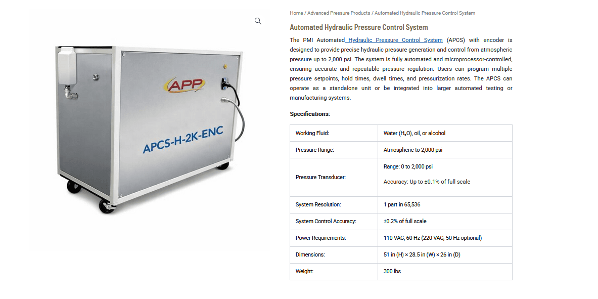 Automated Hydraulic Pressure Control System: Precision Pressure Generation and Control for Advanced Testing Applications Automated Hydraulic Pressure Control System: Precision Pressure Generation and Control for Advanced Testing Applications