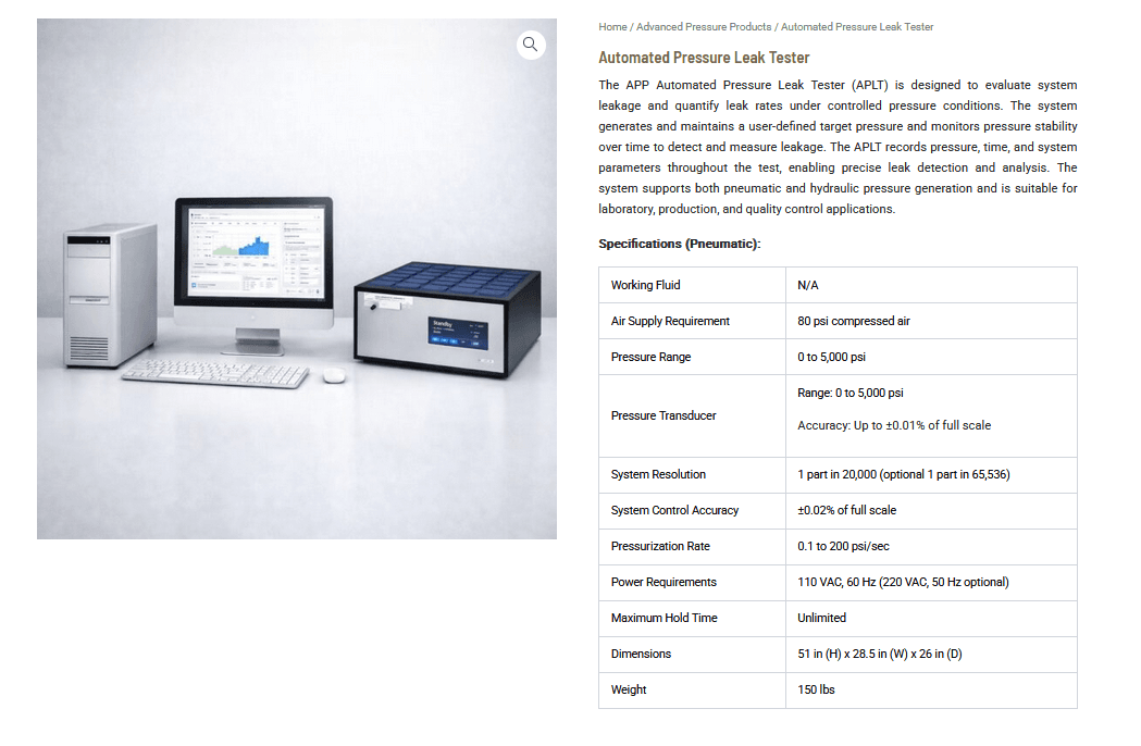 Automated Pressure Leak Tester : Advanced Leak Detection and Pressure Integrity Testing Solution Automated Pressure Leak Tester : Advanced Leak Detection and Pressure Integrity Testing Solution