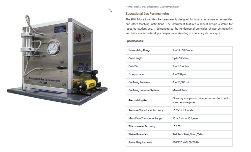 Educational Gas Permeameter: A Practical Solution for Teaching and Measuring Gas Permeability Educational Gas Permeameter: A Practical Solution for Teaching and Measuring Gas Permeability