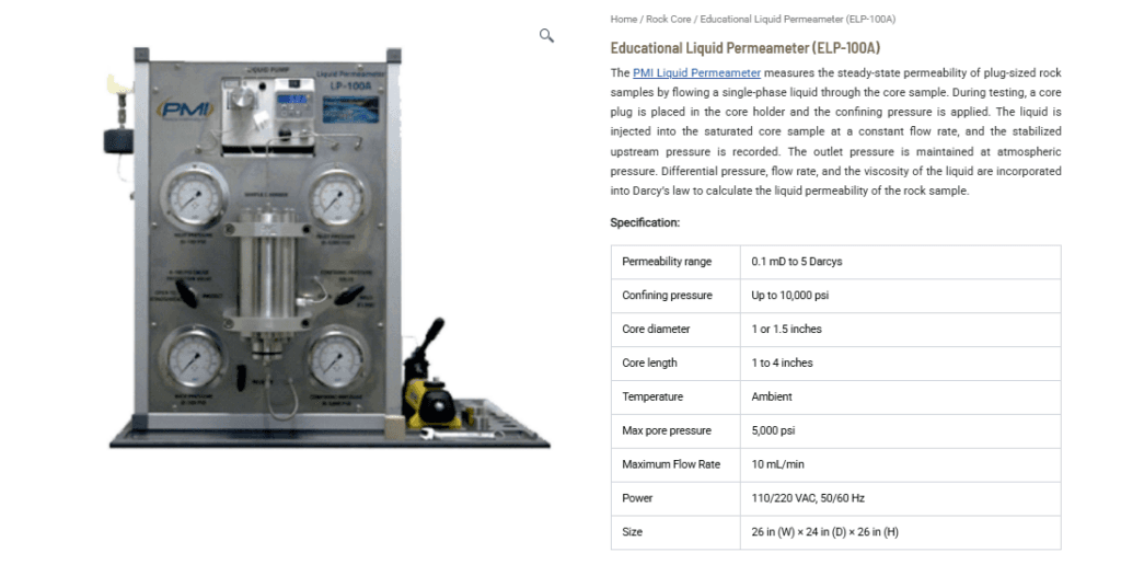 Educational Liquid Permeameter (ELP-100A): Accurate Liquid Permeability Measurement for Core Analysis and Training Educational Liquid Permeameter (ELP-100A): Accurate Liquid Permeability Measurement for Core Analysis and Training