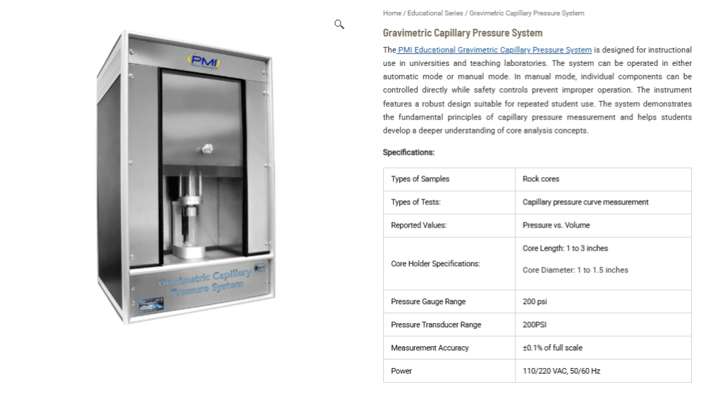 Gravimetric Capillary Pressure System: A Practical Solution for Capillary Pressure Analysis and Education Gravimetric Capillary Pressure System: A Practical Solution for Capillary Pressure Analysis and Education